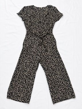 Free People Floral Wide Leg Tie Waist Jumpsuit Size 2